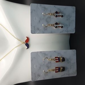 NWT 3 Pack Giadasio Handmade Gold Plated America Red/White/Blue USA Jewelry Set